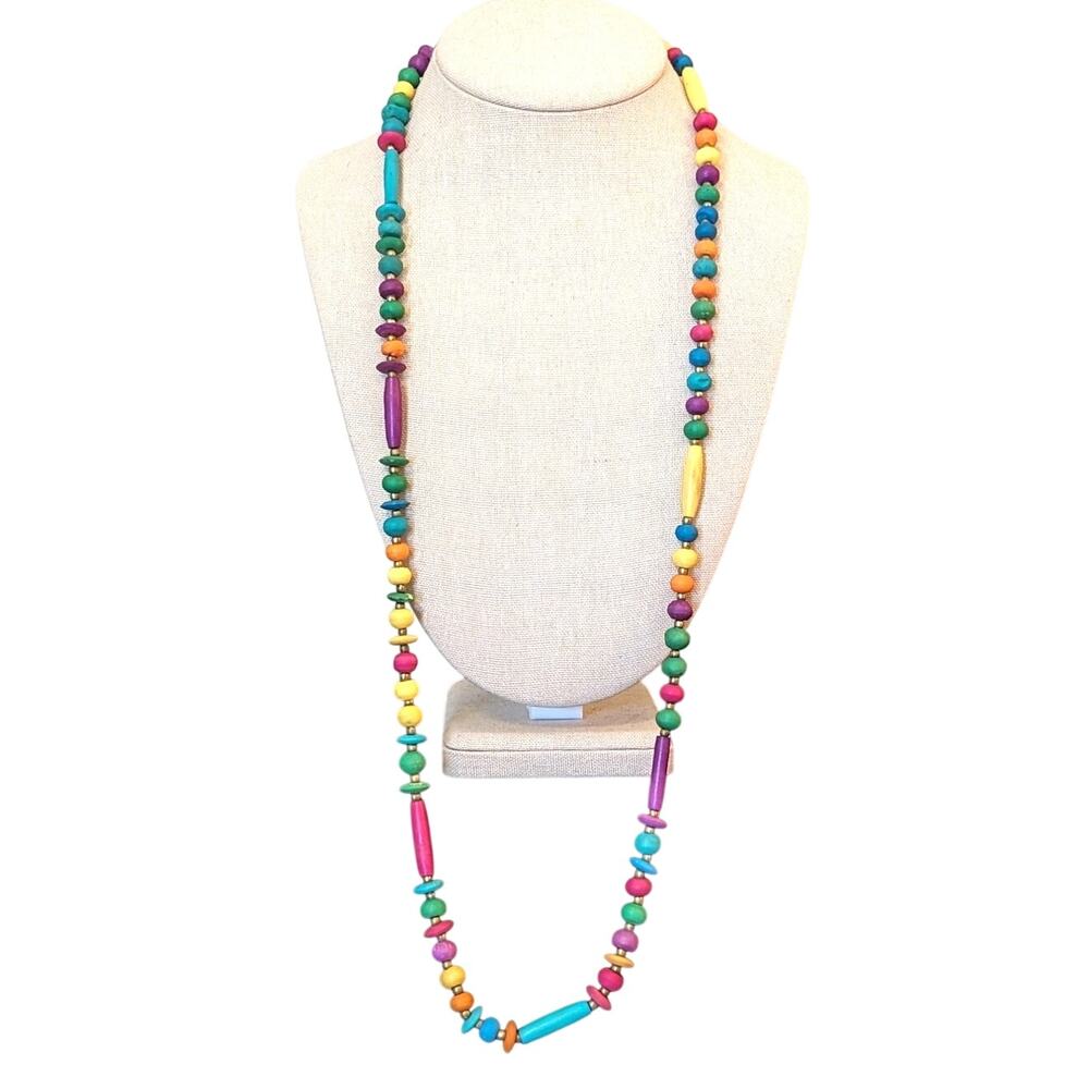 Multi-Color Round & Oblong Beaded 34" Necklace